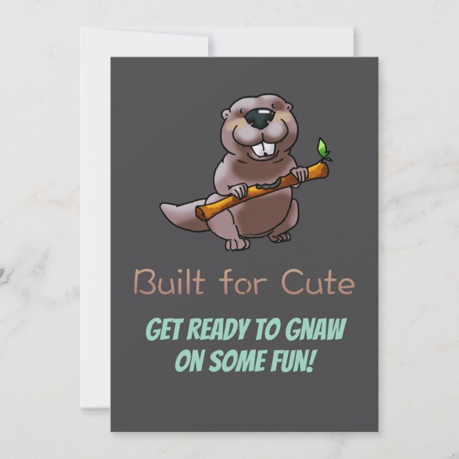 Invitation Kids Beaver Birthday Invite – Built for Cute (Devant)