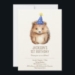 Invitation kids birthday, simple cute Hedgehog<br><div class="desc">Easy to customize for ANY AGE with all your party details! Features a cute modern hedgehog in a watercolor style graphic,  and simple typography. Gender neutral,  this beautiful invitation is ideal for boys and girls. Add other items to create a matching set of party supplies.</div>