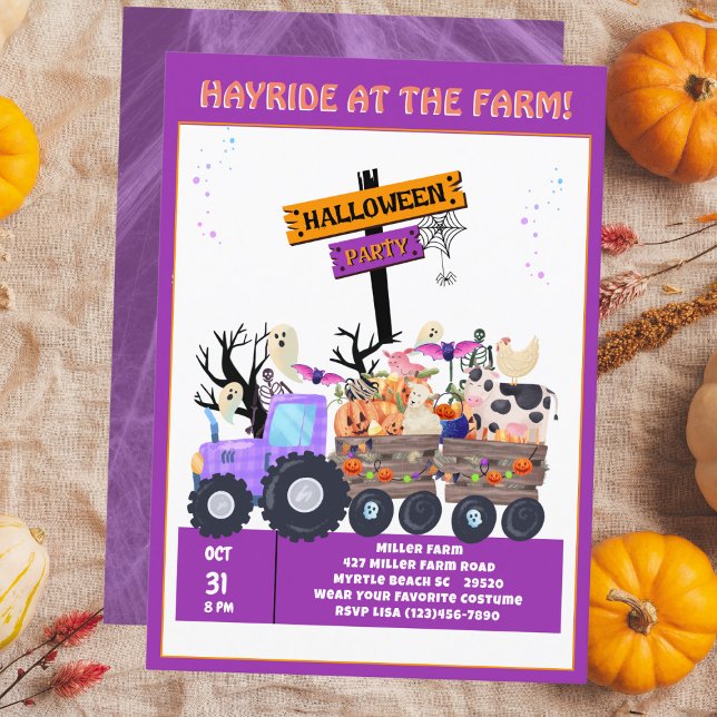 Invitation Kids Hayride Farm Halloween Tracteur (Créateur téléchargé)