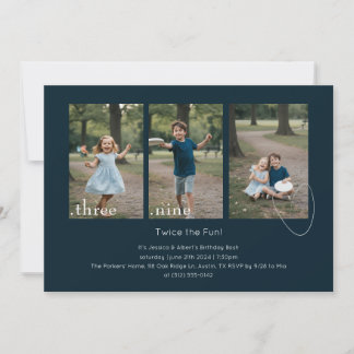 Invitation Kids Photo Collage Sibling Joint Birthday Party