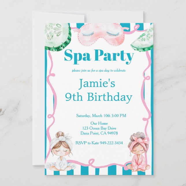Invitation Kids Spa Party Birthday (Devant)
