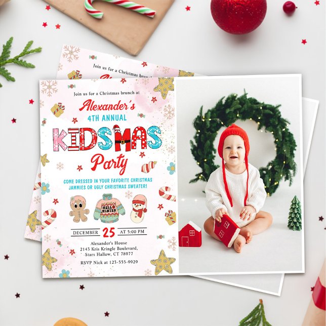 Invitation Kidsmas hiver Noël fête d'anniversaire Photo (Créateur téléchargé)