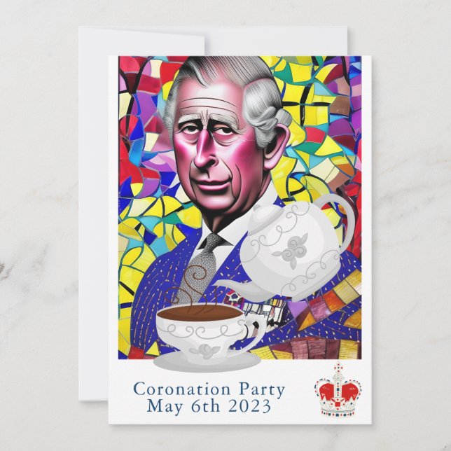 Invitation King Charles III Fun Custom Text Coronation Party (Devant)