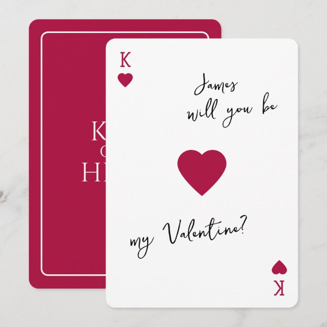 Invitation King of my Heart Valentines Card Be My Valentine (Devant / Derrière)