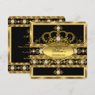 Invitation King Prince Queen Royal Gold Diamond Party