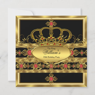 Invitation King Prince Royal Gold Red Crown fête d'anniversai