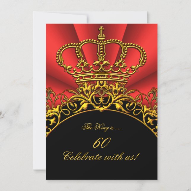 Invitation King Regal Red Queen Gold Royal Anniversaire (Devant)