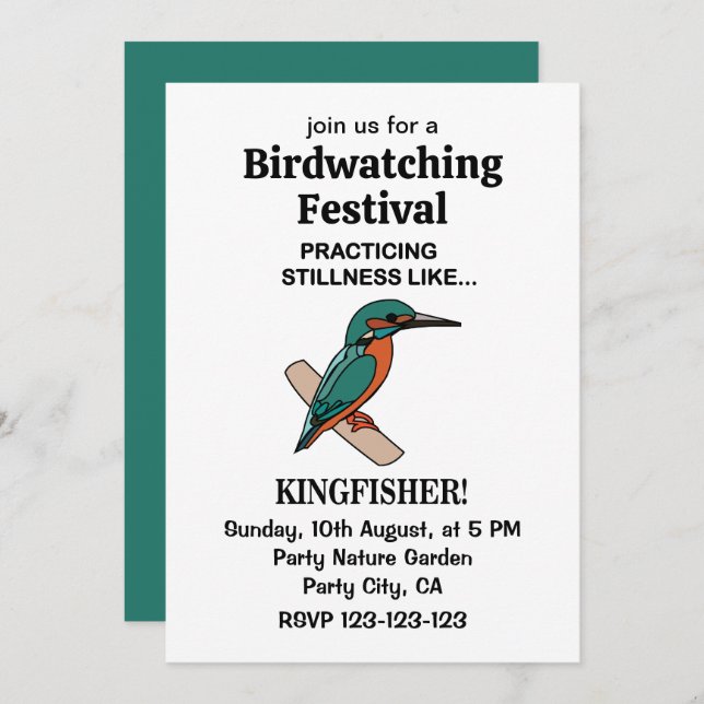 Invitation Kingfisher Pratiquant La Sticité Comme Kingfisher (Devant / Derrière)