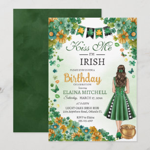 Invitation Kiss Me Je suis Irlandaise fille verte robe St. Pa