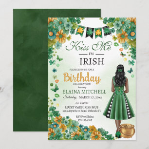 Invitation Kiss Me Je suis Irlandaise fille verte robe St. Pa