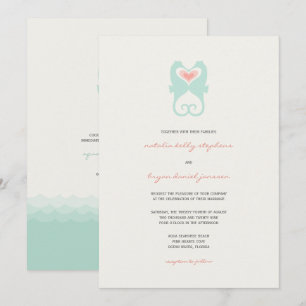 Invitation Kisser Seahorses Love Hearts Beach Mariage d'été