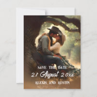 Kissing Cowboy et Cowgirl Sauvez la date