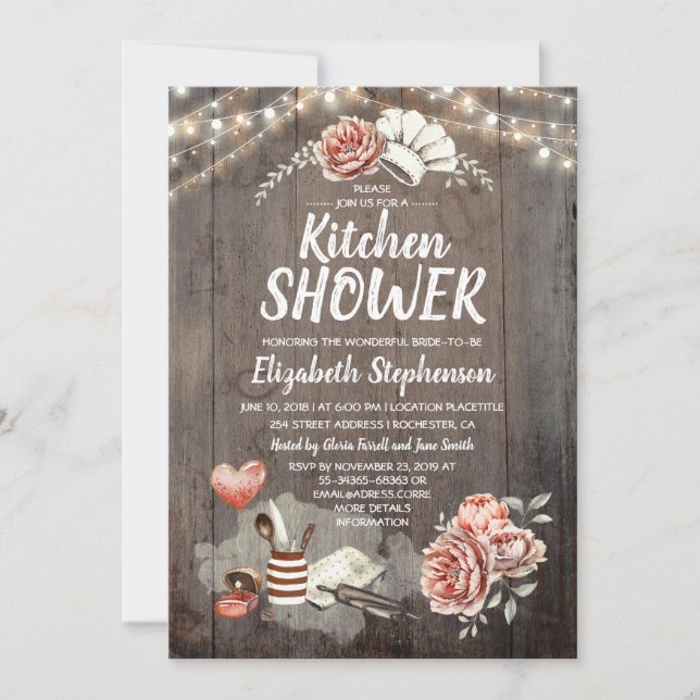 Invitation Kitchen Shower - Rustic Country Fête de l'mariée (Devant)