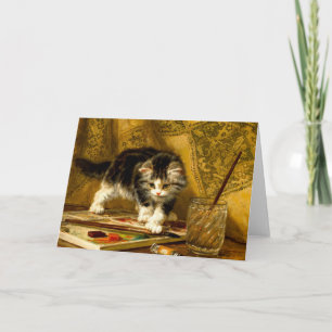 Invitation Kitten avec peinture et brosses