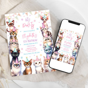 Invitation Kitty Party Kit Anniversaire Chat