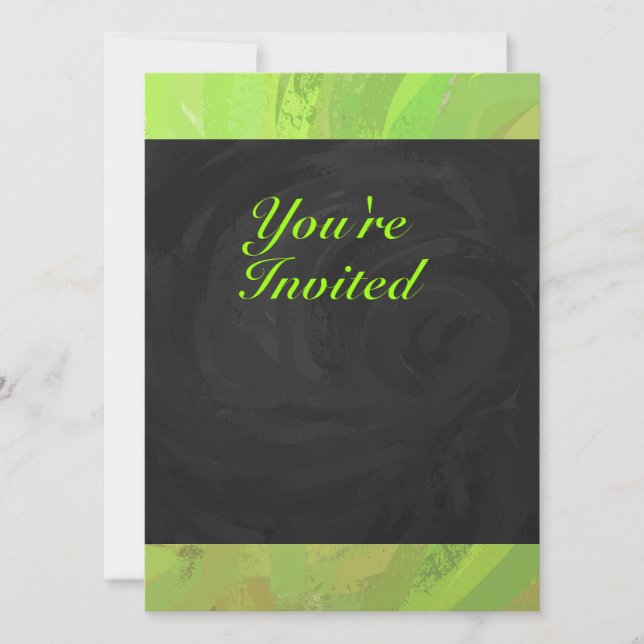 Invitation Kiwi Bash Vert et noir Monogramme (Devant)