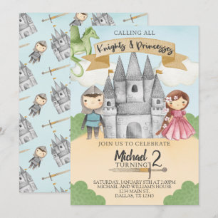 Invitation Knight et Princess Anniversaire