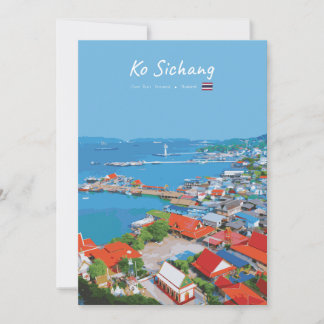 Invitation Ko Sichang, Thaïlande - Vue animée du port