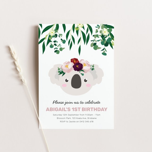 Invitation Koala avec l'invitation d'anniversaire de la couro (Créateur téléchargé)