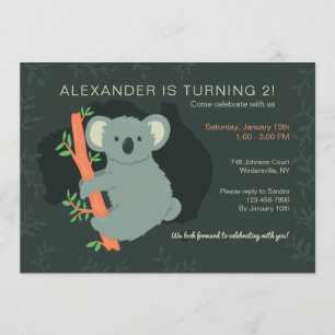 Invitation Koala Bear fête d'anniversaire