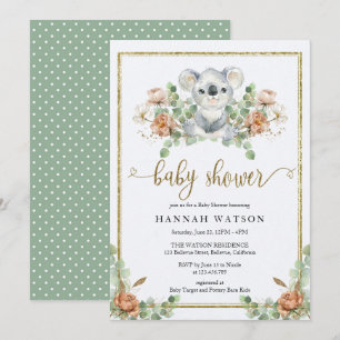 Invitation Koala Eucalyptus Woodland Élégant Baby shower