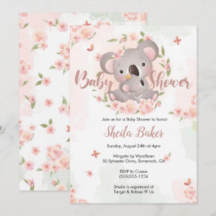 Invitation Koala, Invitation Baby shower Koala