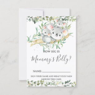 Invitation Koala Twins How Big is Mommy's Belly Game Card