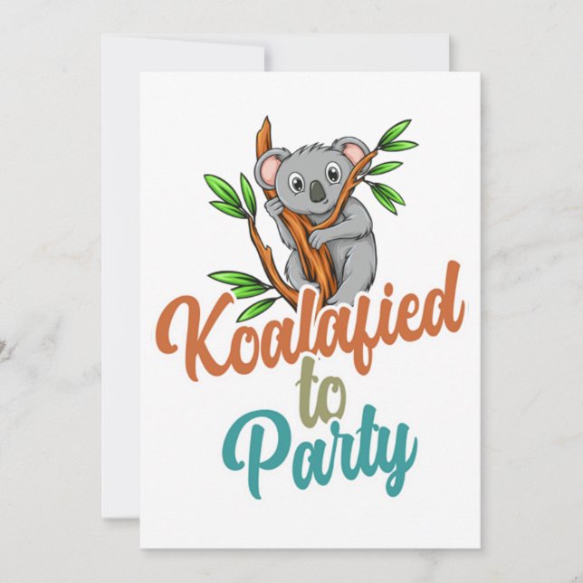 Invitation Koalafied au Parti Qualifié Pun Cute et Funny Ko (Devant)