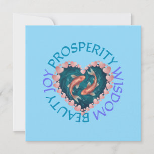 Invitation Koi bonne fortune rose et turquoise
