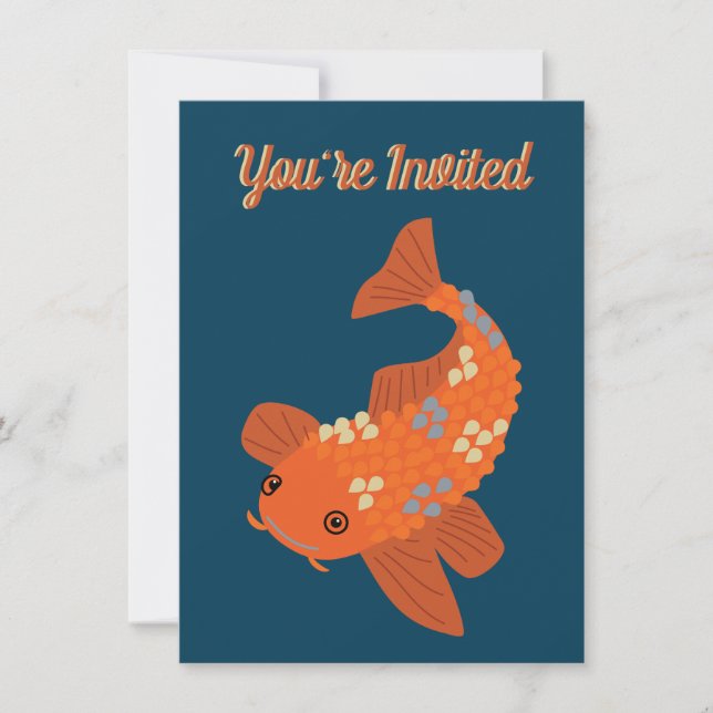 Invitation Koi Goldfish Ornamental Fish Pond Party (Devant)