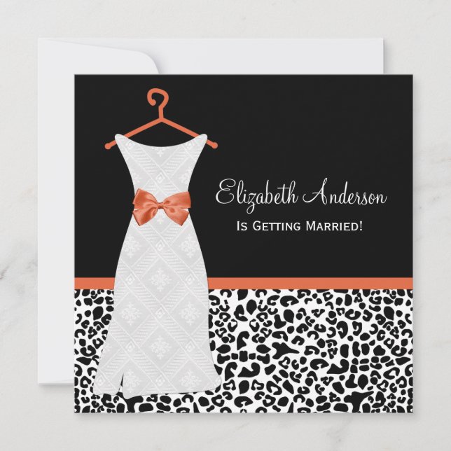 Invitation Koi Orange Gown Leopard Imprimer la douche nuptial (Devant)