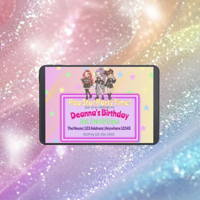 Invitation KPOP Star Party Time Birthday (Créateur téléchargé)