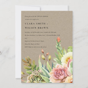INVITATION KRAFT DESERT SUCCULENT CACTI FOLIAGE COUPLE DOUCHE