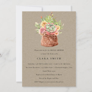 INVITATION KRAFT DESERT SUCCULENT CACTI FOLIAGE FÊTE DES MARI