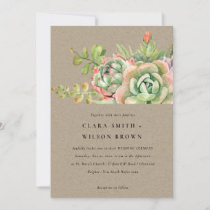 INVITATION KRAFT DESERT SUCCULENT CACTI FOLIAGE MARIAGE BUNCH
