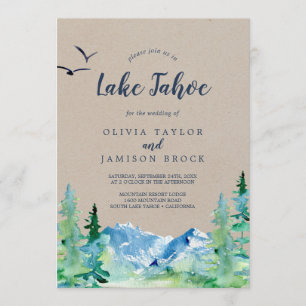 Invitation Kraft Lake Tahoe Mountain Destination Mariage