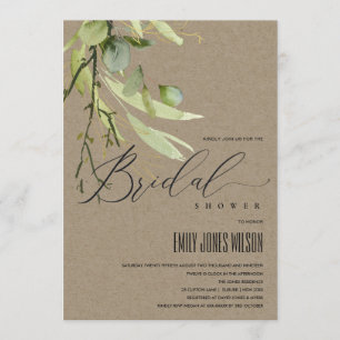 INVITATION KRAFT LEAFEN GREEN FOLIAGE FÊTE DES MARIÉES EN COU
