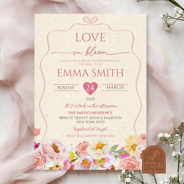 Invitation Kraft Paper Love in Bloom Fête des mariées (Créateur téléchargé)