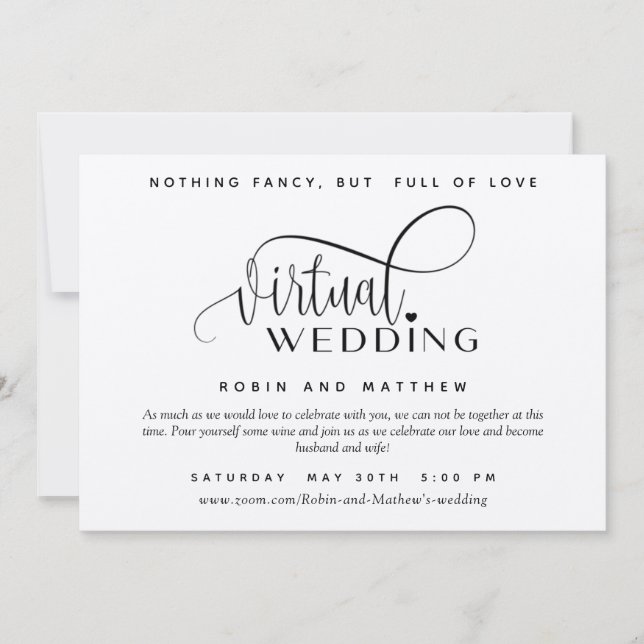Invitation Kraft Paper, Rustique, Mariage virtuel en ligne (Devant)