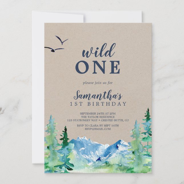 Invitation Kraft Rocky Mountain Wild Un premier anniversaire (Devant)