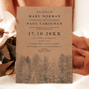 Invitation Kraft rustique Automne pins d'hiver mariage de for
