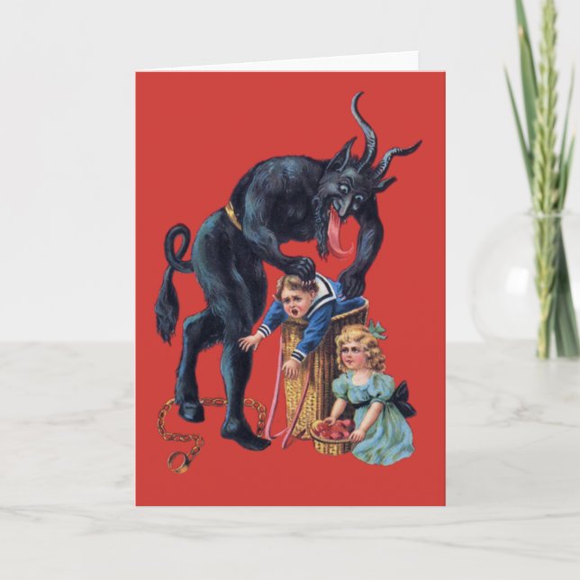 Invitation krampus de noël laid antique rouge (Devant)