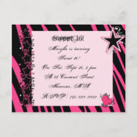 KRW Sweet 16 Zèbre rose Imprimer Étoiles de coeur 