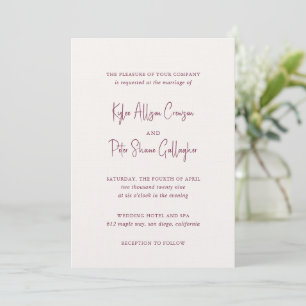 Invitation Kylee Bourgogne Traditionnel Mariage Élégant