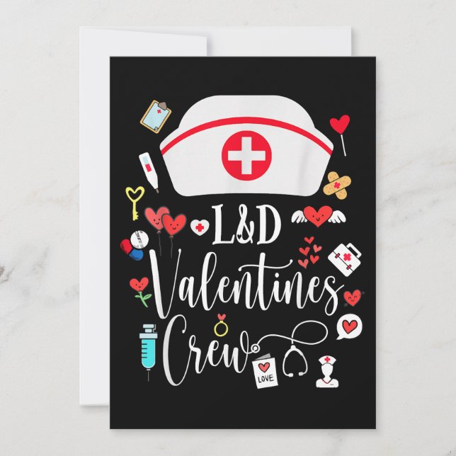 Invitation L&D Valentines Infirmière Équipage Valentines Jour (Devant)