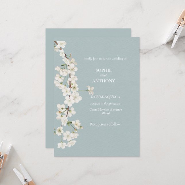 Invitation l Kit d'invitation de mariage verdure  (Devant/Arrière en situation)