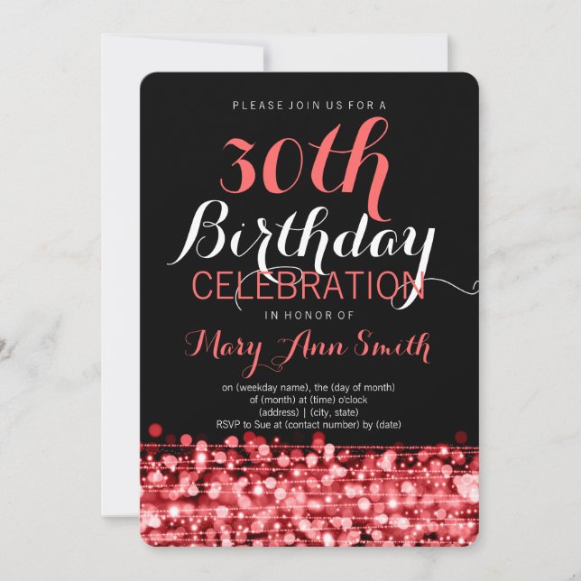 Invitation La 30ème fête d'anniversaire élégante miroite (Devant)