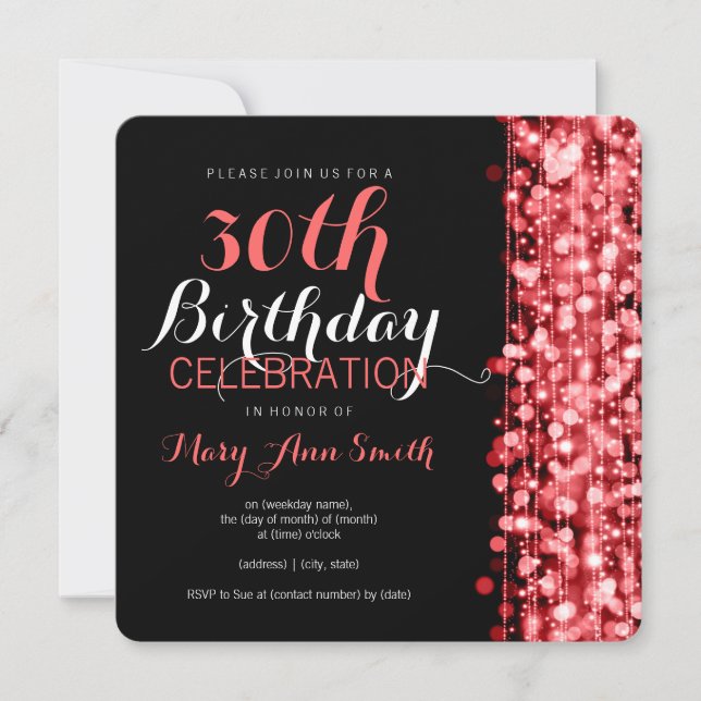 Invitation La 30ème fête d'anniversaire élégante miroite (Devant)