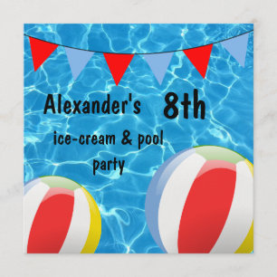 Invitation La 8e Glace-Cream du garçon et la fête de la pisci