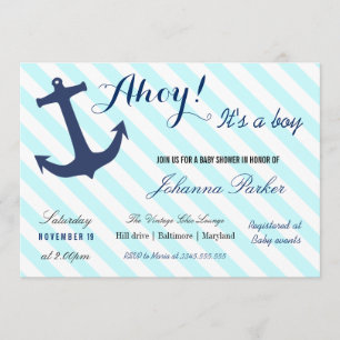 Invitation La Ancre Nautique Frappe Son Baby shower Garçon